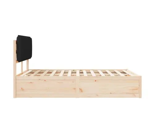 Gultas Rāmis Ar Polsterētu Galvas Balstu Melna 135 X 190 Cm Vidaxl