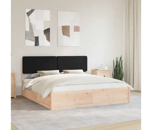 Voodiraam Pehme Peatoega Peaga Must 200 X 200 Cm Tahke Mänd