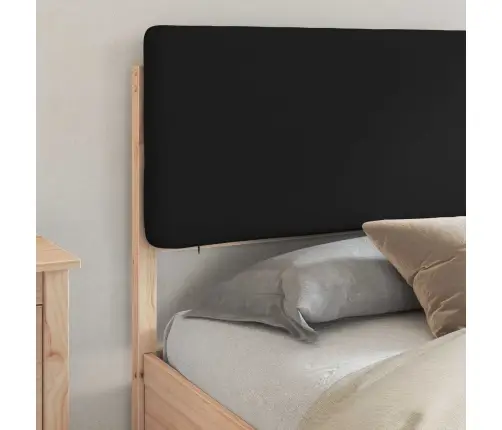 Voodiraam Pehme Peatoega Peaga Must 200 X 200 Cm Tahke Mänd