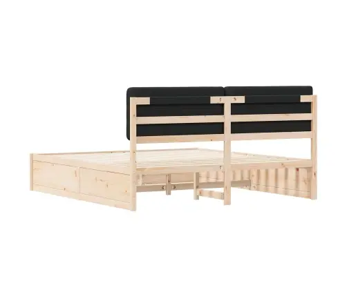 Voodiraam Pehme Peatoega Peaga Must 200 X 200 Cm Tahke Mänd