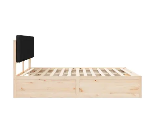 Voodiraam Pehme Peatoega Peaga Must 200 X 200 Cm Tahke Mänd