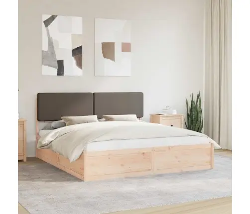 Voodiraam Pehme Peatoega Pruunikashall 200 X 200 Cm Tahke Mänd