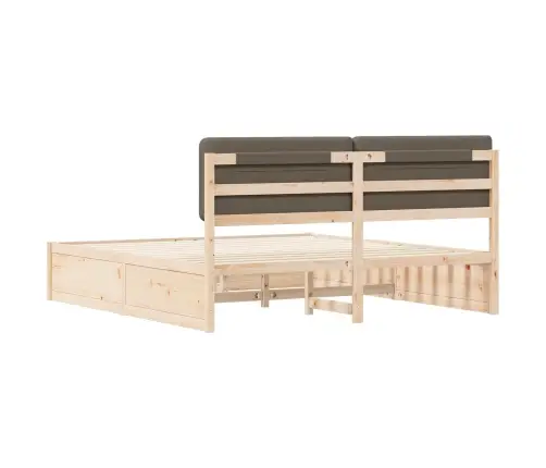 Voodiraam Pehme Peatoega Pruunikashall 200 X 200 Cm Tahke Mänd