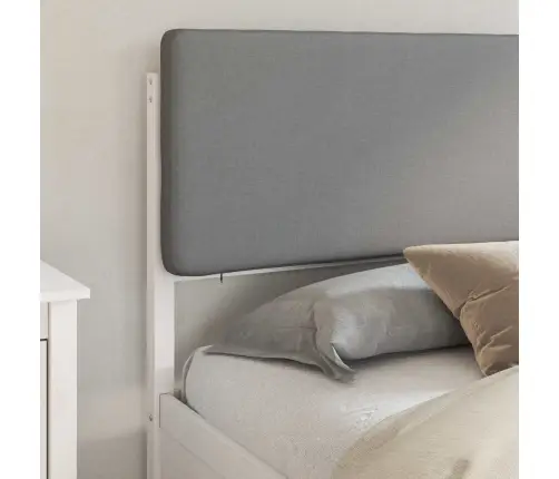 Voodiraam Pehme Peatoega Peaga Helehall 200 X 200 Cm Tahke Mänd