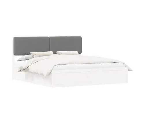 Voodiraam Pehme Peatoega Peaga Helehall 200 X 200 Cm Tahke Mänd