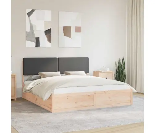 Gultas Rāmis Ar Polsterētu Galvas Balstu Tumši Pelēks Vidaxl