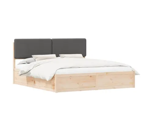 Gultas Rāmis Ar Polsterētu Galvas Balstu Tumši Pelēks Vidaxl