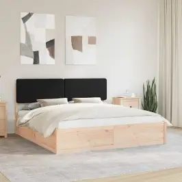 Voodiraam Pehme Peatoega Peaga Must 180 X 200 Cm Tahke Mänd