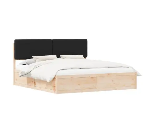 Gultas Rāmis Ar Polsterētu Galvas Balstu Melna 180 X 200 Cm Vidaxl