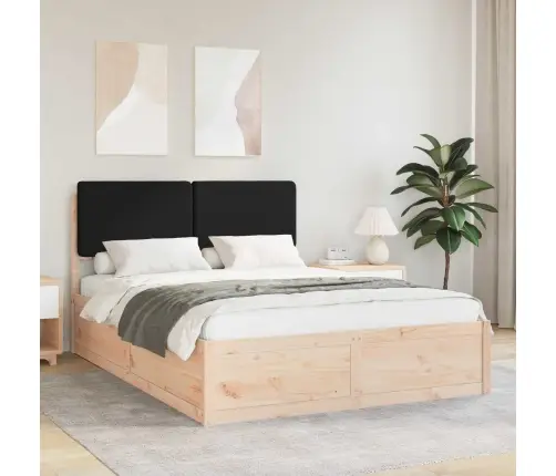 Gultas Rāmis Ar Polsterētu Galvas Balstu Melna 160 X 200 Cm Vidaxl