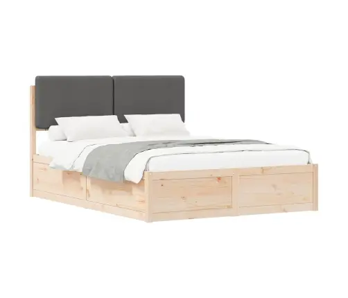 Voodiraam Pehme Peatoega Peaga Tumehall 150 X 200 Cm Tahke Mänd