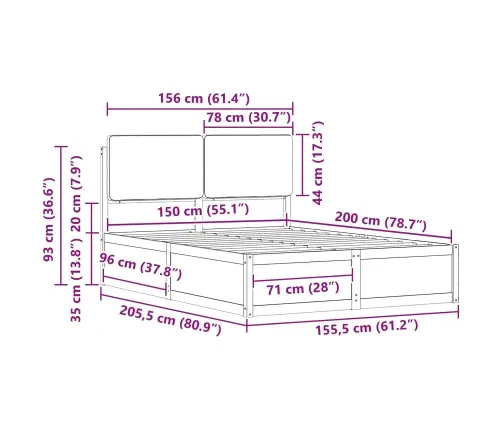 Lovo Rėmas Su Apmuštu Galvūgaliu Taupe 150 X 200 Cm