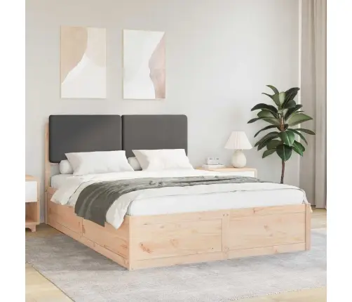 Gultas Rāmis Ar Polsterētu Galvas Balstu Tumši Pelēks Vidaxl