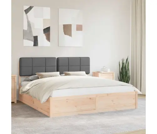 Gultas Rāmis Ar Polsterētu Galvas Balstu Tumši Pelēks Vidaxl