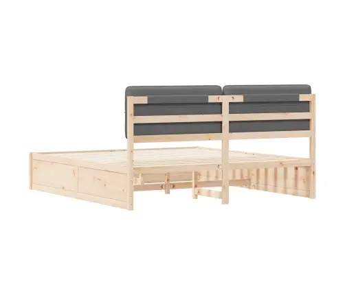 Gultas Rāmis Ar Polsterētu Galvas Balstu Tumši Pelēks Vidaxl