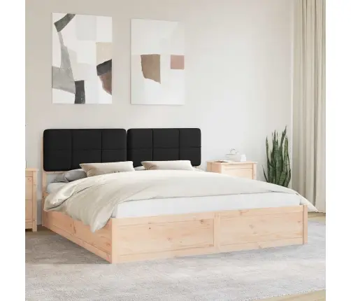 Gultas Rāmis Ar Polsterētu Galvas Balstu Melna 200 X 200 Cm Vidaxl