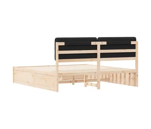 Gultas Rāmis Ar Polsterētu Galvas Balstu Melna 200 X 200 Cm Vidaxl