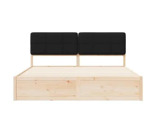 Gultas Rāmis Ar Polsterētu Galvas Balstu Melna 200 X 200 Cm Vidaxl