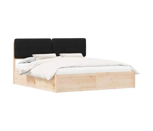 Gultas Rāmis Ar Polsterētu Galvas Balstu Melna 200 X 200 Cm Vidaxl