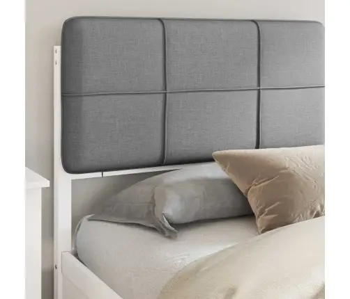 Gultas Rāmis Ar Polsterētu Galvas Balstu Gaiši Pelēks Vidaxl