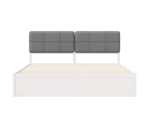 Gultas Rāmis Ar Polsterētu Galvas Balstu Gaiši Pelēks Vidaxl