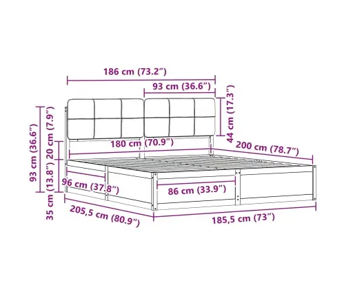 Gultas Rāmis Ar Polsterētu Galvas Balstu Pelēkbrūna Vidaxl