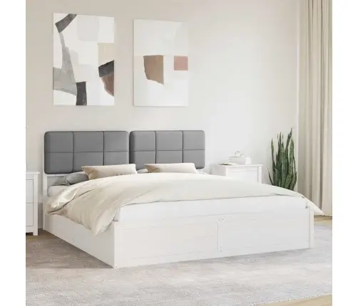 Gultas Rāmis Ar Polsterētu Galvas Balstu Gaiši Pelēks Vidaxl