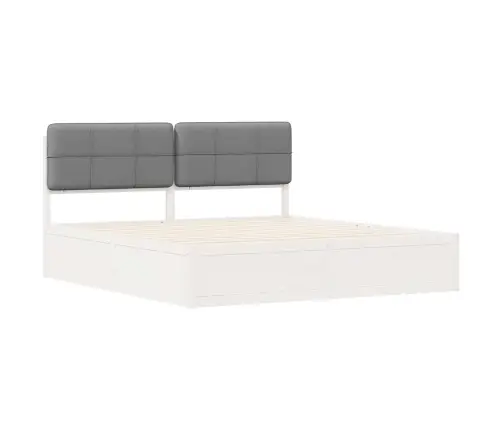 Gultas Rāmis Ar Polsterētu Galvas Balstu Gaiši Pelēks Vidaxl