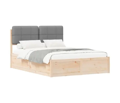 Gultas Rāmis Ar Polsterētu Galvas Balstu Gaiši Pelēks Vidaxl