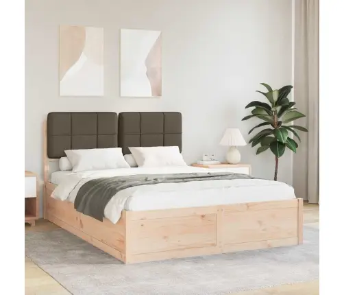 Voodiraam Pehme Peatoega Pruunikashall 150 X 200 Cm Tahke Mänd