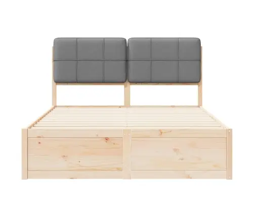 Voodiraam Pehme Peatoega Peaga Helehall 140 X 190 Cm Tahke Mänd