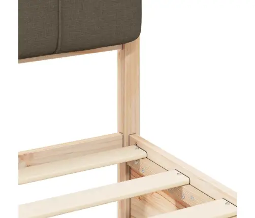 Voodiraam Pehme Peatoega Pruunikashall 140 X 190 Cm Tahke Mänd