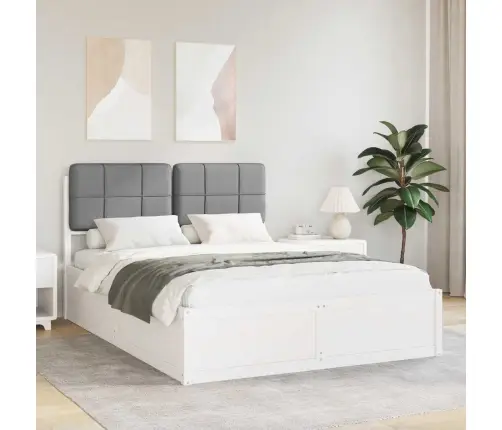 Voodiraam Pehme Peatoega Peaga Helehall 140 X 190 Cm Tahke Mänd