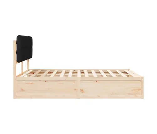 Gultas Rāmis Ar Polsterētu Galvas Balstu Melna 135 X 190 Cm Vidaxl