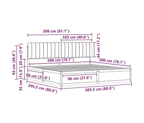 Lovo Rėmas Su Apmuštu Galvūgaliu Šviesiai Pilka 200 X 200 Cm
