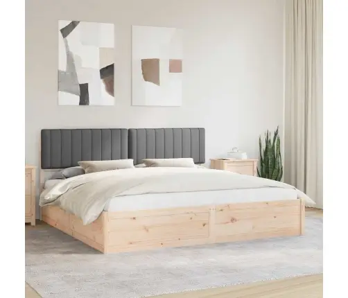 Gultas Rāmis Ar Polsterētu Galvas Balstu Tumši Pelēks Vidaxl