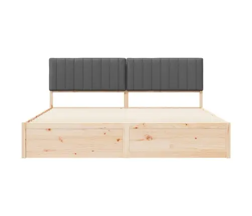 Gultas Rāmis Ar Polsterētu Galvas Balstu Tumši Pelēks Vidaxl