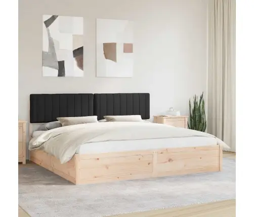 Voodiraam Pehme Peatoega Peaga Must 200 X 200 Cm Tahke Mänd