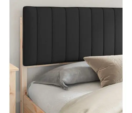 Voodiraam Pehme Peatoega Peaga Must 200 X 200 Cm Tahke Mänd