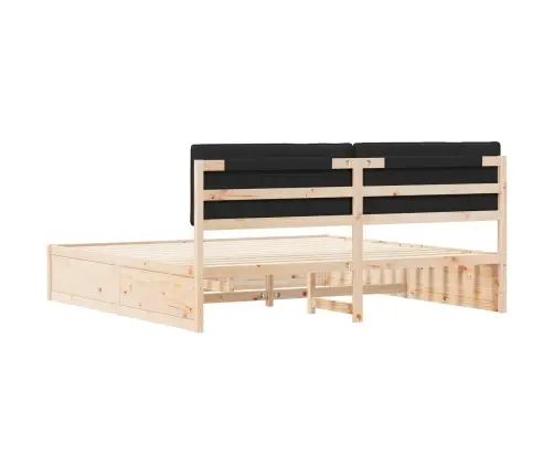 Voodiraam Pehme Peatoega Peaga Must 200 X 200 Cm Tahke Mänd