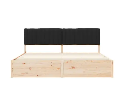 Voodiraam Pehme Peatoega Peaga Must 200 X 200 Cm Tahke Mänd