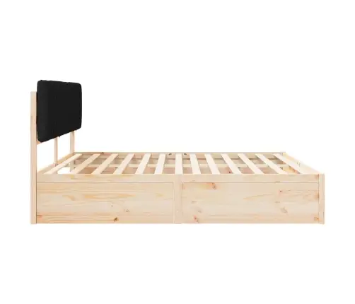 Voodiraam Pehme Peatoega Peaga Must 200 X 200 Cm Tahke Mänd