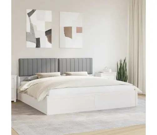 Gultas Rāmis Ar Polsterētu Galvas Balstu Gaiši Pelēks Vidaxl