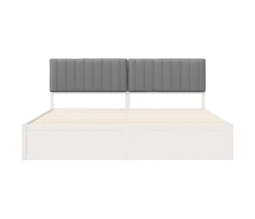 Gultas Rāmis Ar Polsterētu Galvas Balstu Gaiši Pelēks Vidaxl
