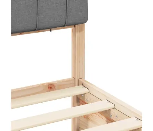 Voodiraam Pehme Peatoega Peaga Helehall 180 X 200 Cm Tahke Mänd