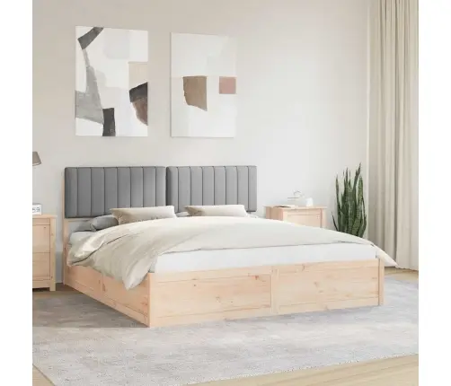 Voodiraam Pehme Peatoega Peaga Helehall 180 X 200 Cm Tahke Mänd