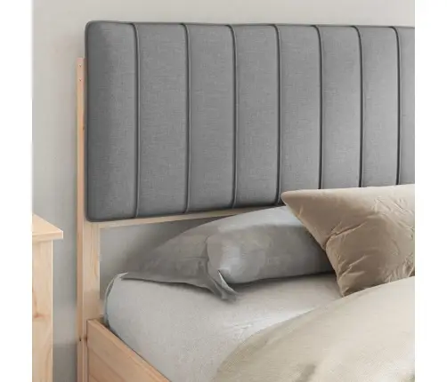 Voodiraam Pehme Peatoega Peaga Helehall 180 X 200 Cm Tahke Mänd