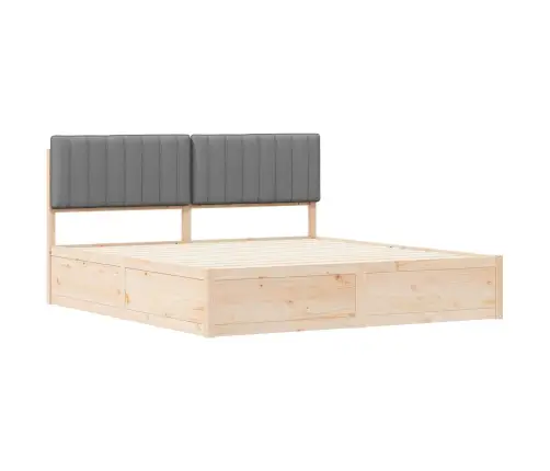 Voodiraam Pehme Peatoega Peaga Helehall 180 X 200 Cm Tahke Mänd