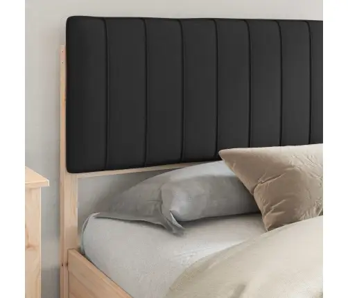 Gultas Rāmis Ar Polsterētu Galvas Balstu Melna 180 X 200 Cm Vidaxl