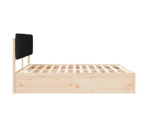 Gultas Rāmis Ar Polsterētu Galvas Balstu Melna 180 X 200 Cm Vidaxl